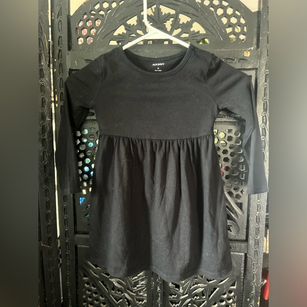 Old Navy Girls Plain Black Long Sleeve Dress